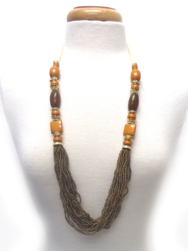 MULTI  LAYER SEEDBEADS WITH STONES NECKLACE SET