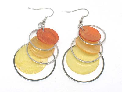 GRADATION SHELL ROUND DISK EARRING