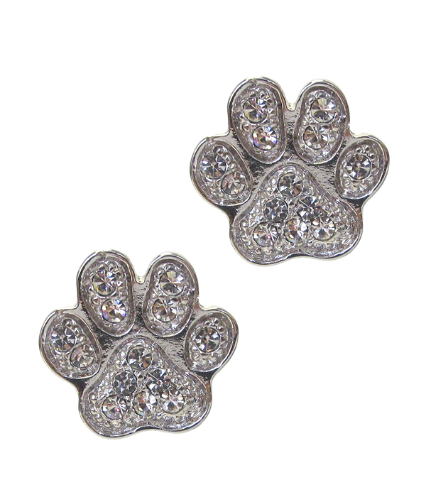 MADE IN KOREA WHITEGOLD PLATING CRYSTAL PAW PRINT EARRING