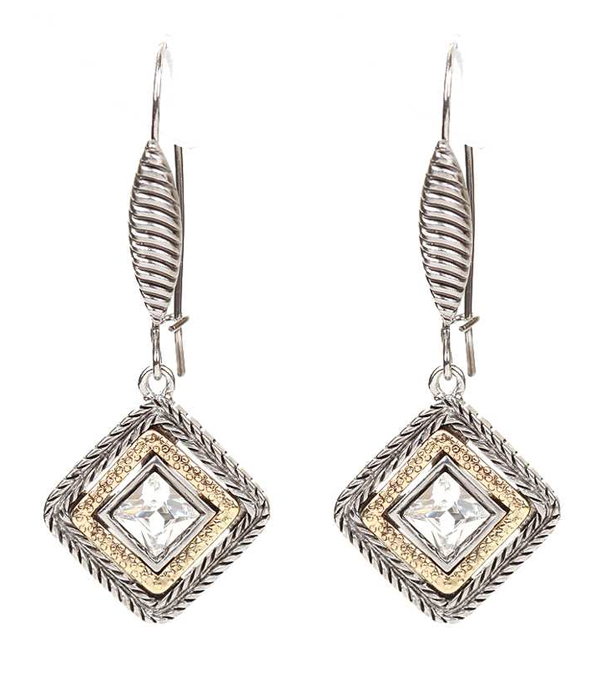 SQUARE WOVEN CASTING DROP EARRING