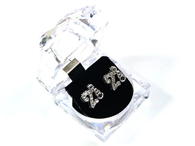 RHINESTONE EARRING SET WITH CASE - 2 PAC