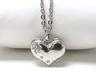 CRYSTAL STUD PUFFY HEART PENDANT NECKLACE