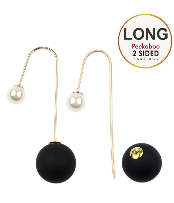 PEARL AND BALL DOUBLE SIDED FRONT AND BACK LONG EARRING