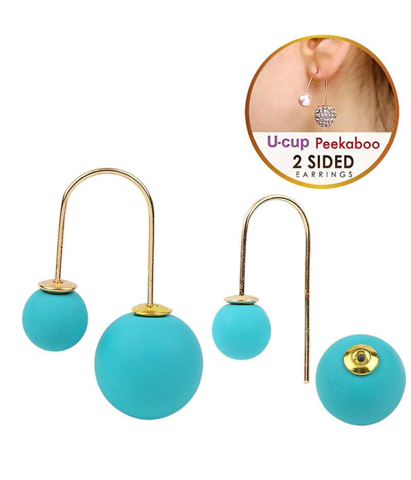 DOUBLE BALL DOUBLE SIDED FRONT AND BACK U CUP EARRING