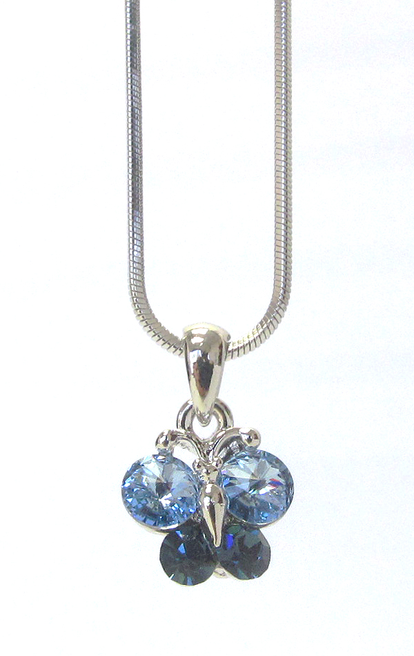 MADE IN KOREA WHITEGOLD PLATING CRYSTAL BUTTERFLY PENDANT NECKLACE