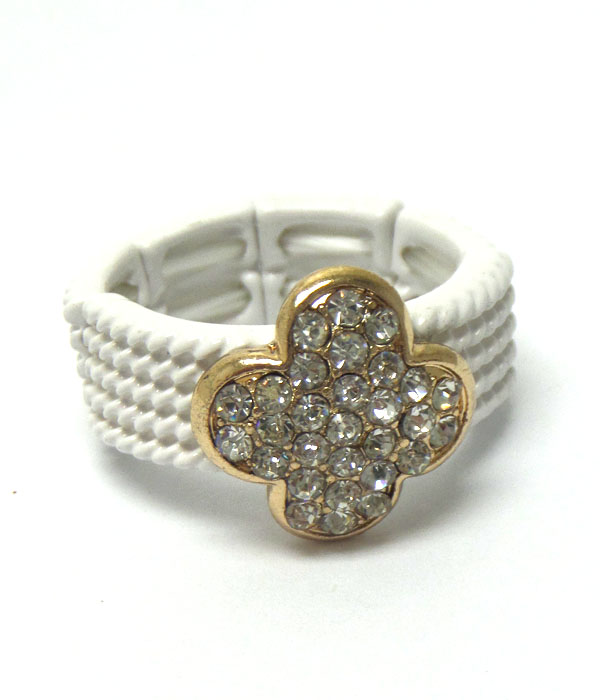 CRYSTAL CLOVER STRETCH RING