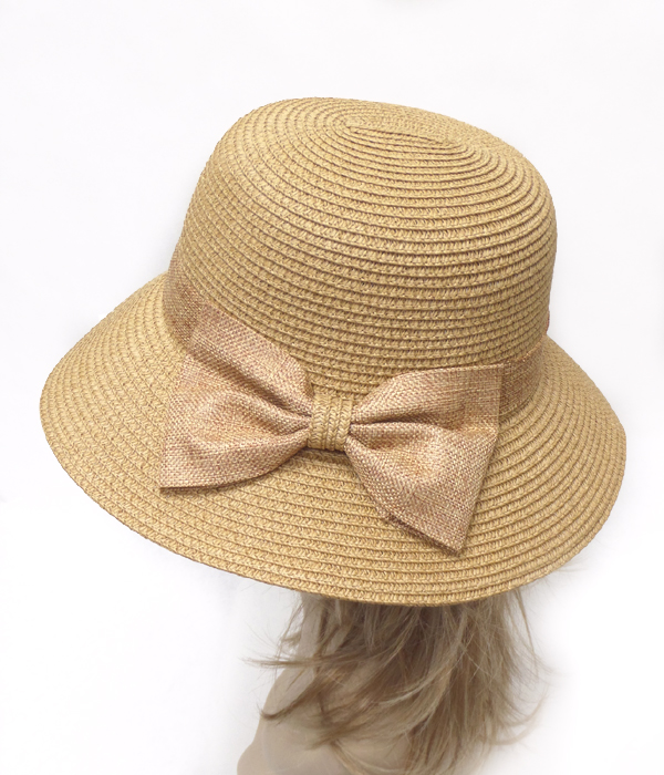 BOW PAPER STRAW SUMMER HAT
