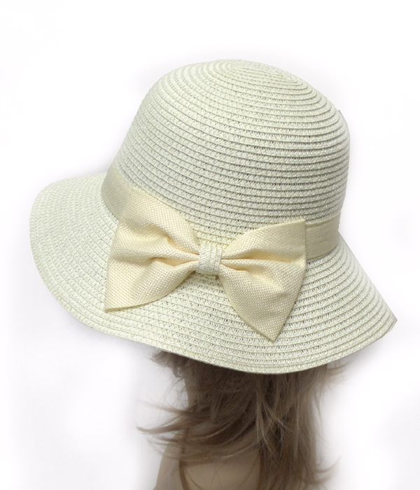 BOW PAPER STRAW SUMMER HAT
