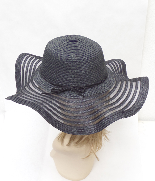TWO TONE PAPER STRAW FLOPPY SUMMER HAT 