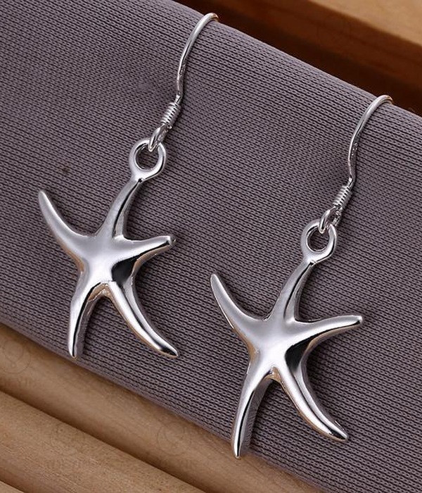 925 STERLING SILVER PLATED STARFISH EARRING