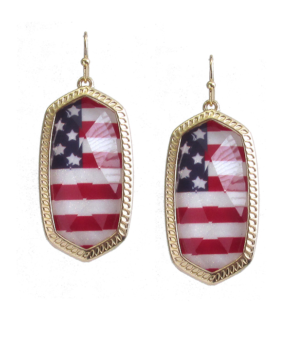SOUTHERN STYLE FACET STONE EARRING - AMERICAN FLAG