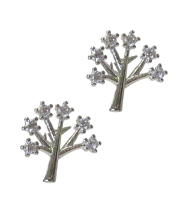 MADE IN KOREA WHITEGOLD PLATING CRYSTAL TREE OF LIFE EARRING