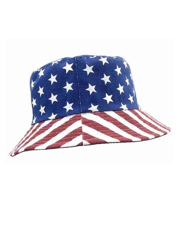 AMERICAN FLAG REVERSIBLE BUCKET HAT - AMERCAN FLAG AND NAVY DOUBLE SIDE