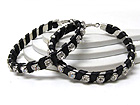 MULTI CRYSTAL AND WRAP CORD ON FASHION HOOP EARRING