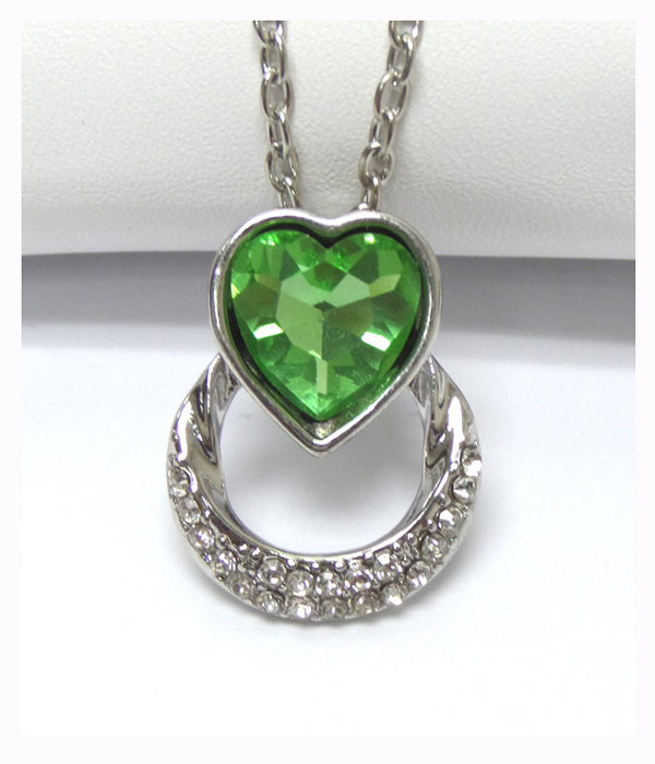 CRYSTAL HEART METAL CHAIN NECKLACE