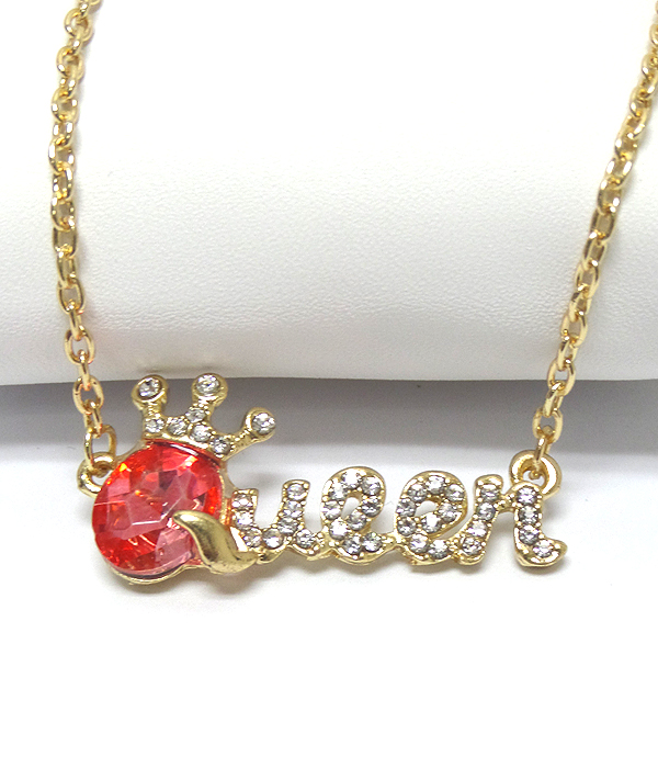 QUEEN CRYSTAL CHAIN NECKLACE 