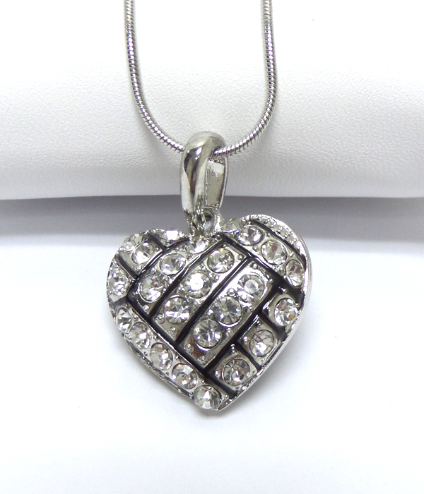TENNIS HEART SHAPE PLATING CRYSTAL NECKLACE 