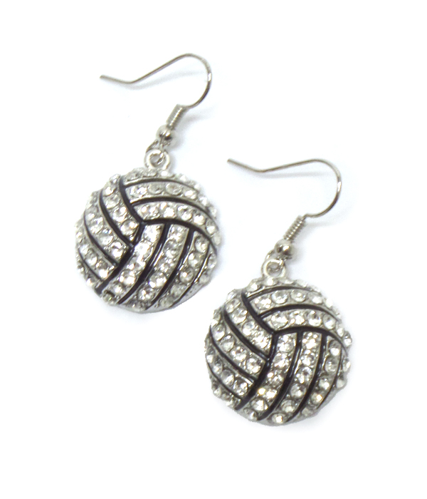 CRYSTAL VOLLEYBALL  FISH HOOK EARRINGS