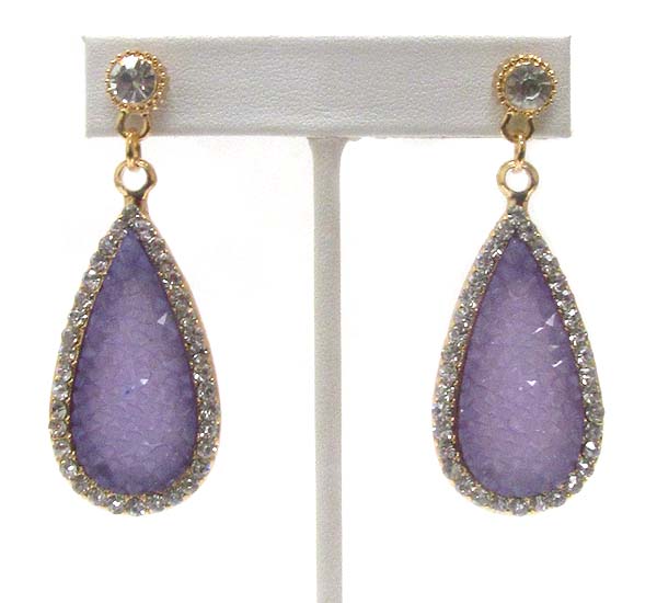 CRYSTAL DECO AND FACETED BEAD TEARDROP STUD EARRING