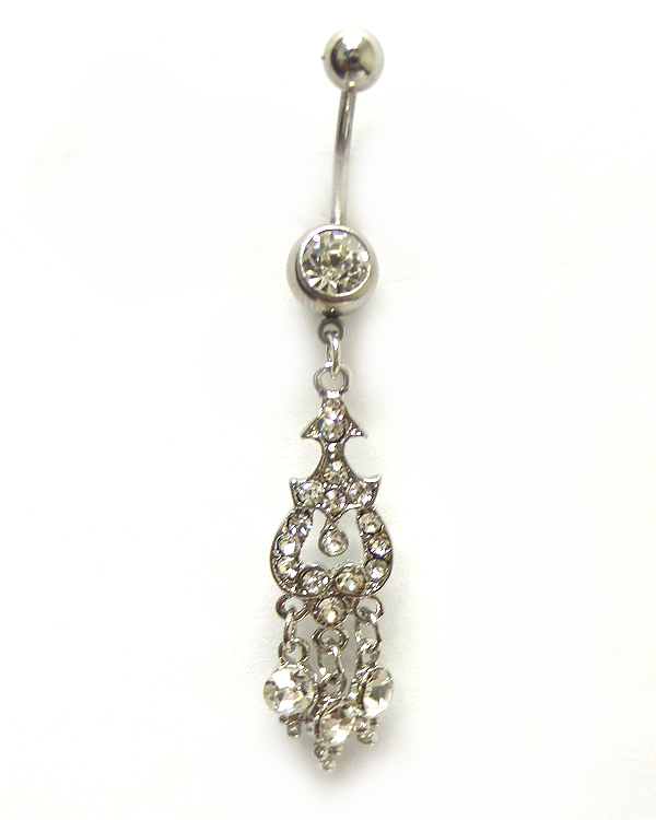 SURGICAL STEEL STEEL DREAM CATCHER WITH DROP BELLY RING  NAVEL RING
