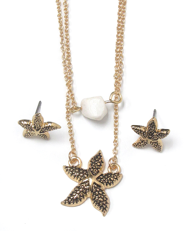 DOUBLE LAYER STARFISH CHARM NECKLACE SET 