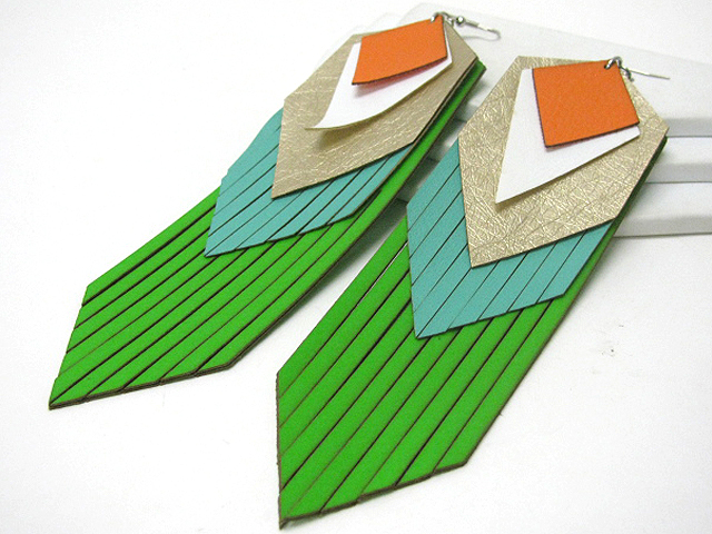 COLORFUL TRIBAL LOOK FABRIC EARRING