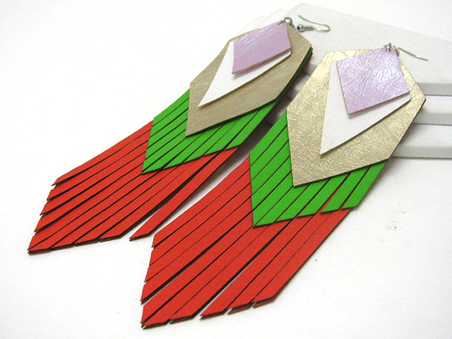 COLORFUL TRIBAL LOOK FABRIC EARRING