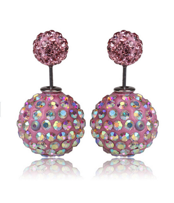 CRYSTAL FIREBALL DOUBLE SIDED FRONT AND BACK EARRING