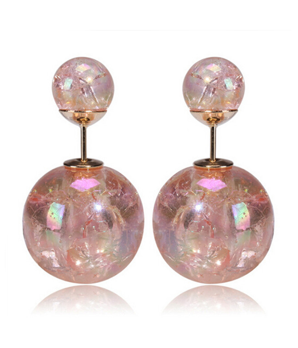 MARBLE BALL DOUBLE SIDED FRONT AND BACK EARRING