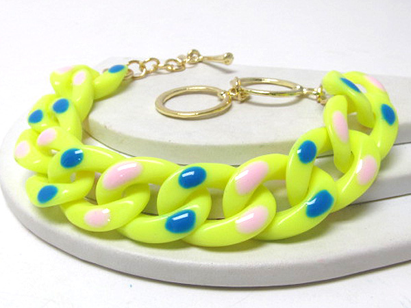 COLORFUL ACRYL DOTED FASHION THICK CHAIN LINK BRACELET