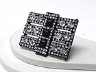 MULTI CRYSTAL SIZE THREE FASHION PATERN LINE SQUARE ADJUST RING