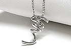 WHITE GOLD PLATING DESIGNER INSPIRED SCRIBBLE PENDANT NECKLACE - MADE IN KOREA