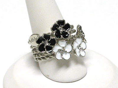 TUTTI FRUTTI FIVE ROW CRYSTAL AND METAL EPOXY FLOWER RING