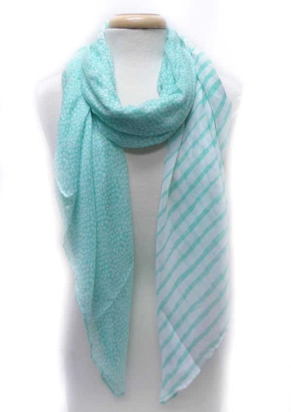 STRIPED AND POLKA DOT PATTERN SCARF
