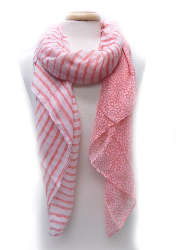 STRIPED AND POLKA DOT PATTERN SCARF