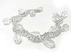 DOUBLE RHINESTONE LINE AND FACET BEADS DANGLE BRACELET