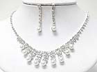 PEARL DROP RHINESTONE NECKLACE EARRING SET