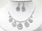 RHINESTONE AND FACET CRYSTAL NECKLACE EARRING SET