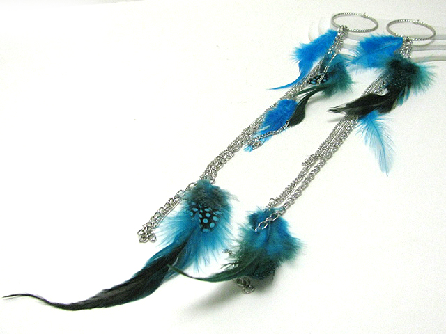 18 INCH SUPER LONG FEATHER AND TASSEL DROP EARRING