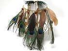 MULTI FEATHER AND GLASS BEADS HANGING FUSION NECKLACE EARRING SET