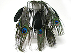 MULTI FEATHER AND GLASS BEADS HANGING FUSION NECKLACE EARRING SET