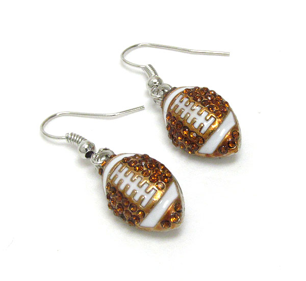 CRYSTAL AND EPOXY DECO FOOTBALL EARRING
