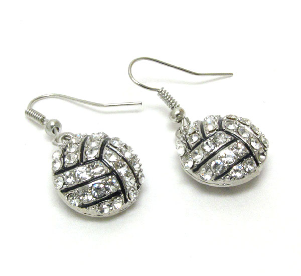 CRYSTAL AND EPOXY DECO VOLLEYBALL EARRING