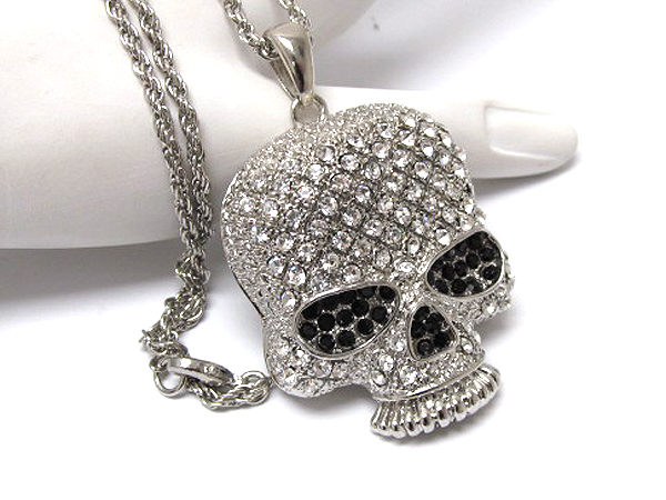 CRYSTAL FASHION SKULL LONH CHAIN NECKLACE