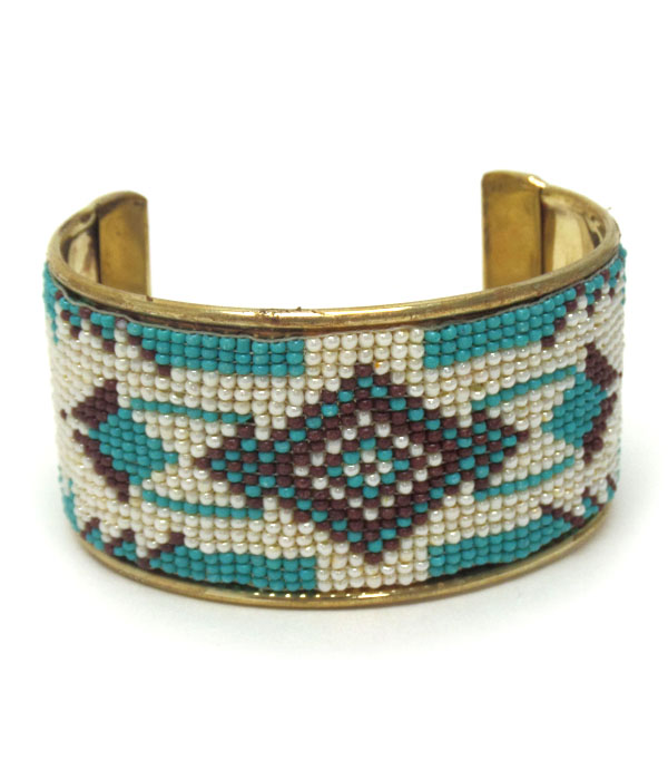 TURQUOISE AND IVORY NAVAJO PATTERN BANGLE -western