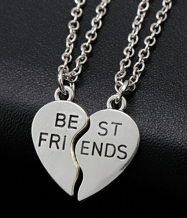 BEST FRIENDS HEART TWO PENDANT NECKLACE SET