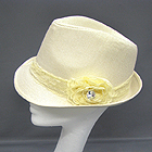 100% LACE TRIM FLOWER CRYSTAL CORSTAGE SUMMER FEDORA