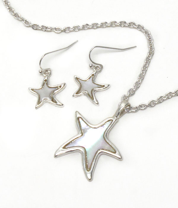 SHELL STARFISH NECKLACE EARRING SET