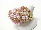 MULTI PEARL BEADS AND RHINESTONE LINE TANGLE STRETCH RING