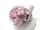 MULTI PEARL BEADS AND RHINESTONE LINE TANGLE STRETCH RING